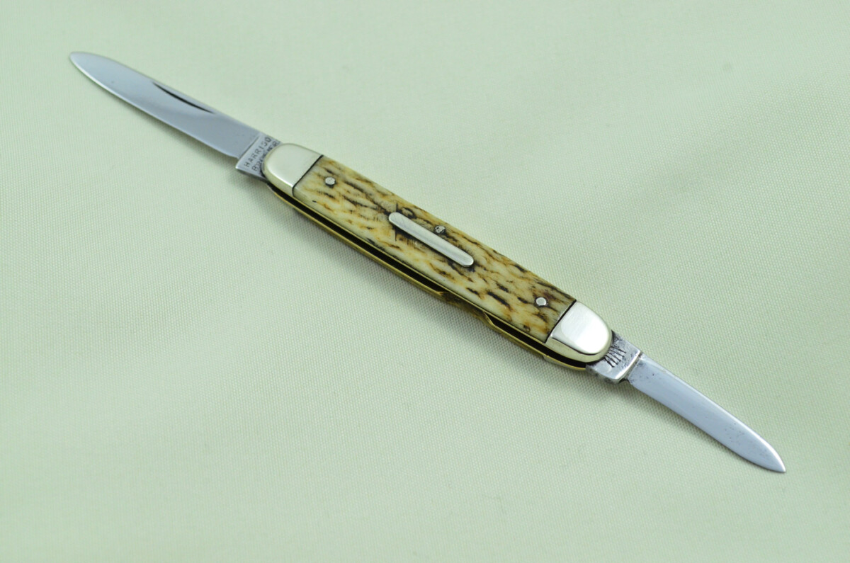 Harrison Bros & Howson Sheffield Made 2 Bladed Stag Horn Antler Scaled Pen Knife - Image 2