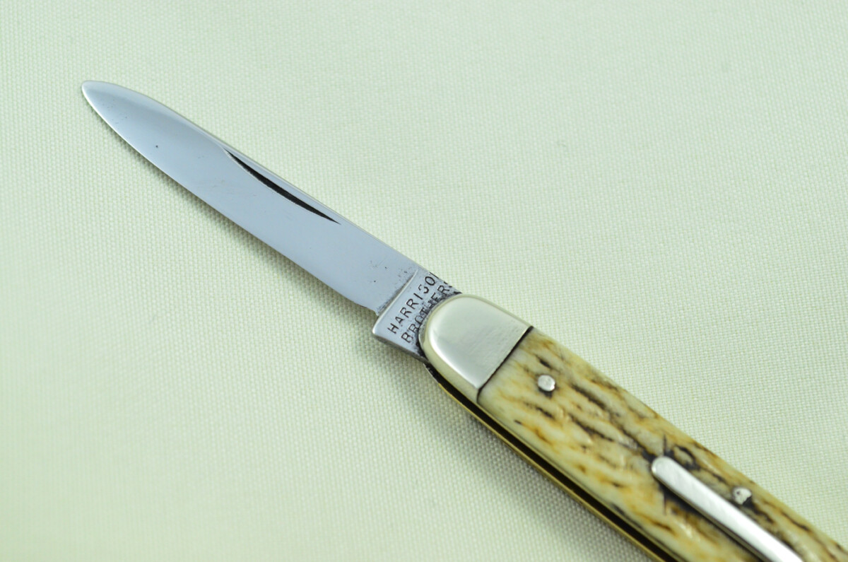 Harrison Bros & Howson Sheffield Made 2 Bladed Stag Horn Antler Scaled Pen Knife - Image 3