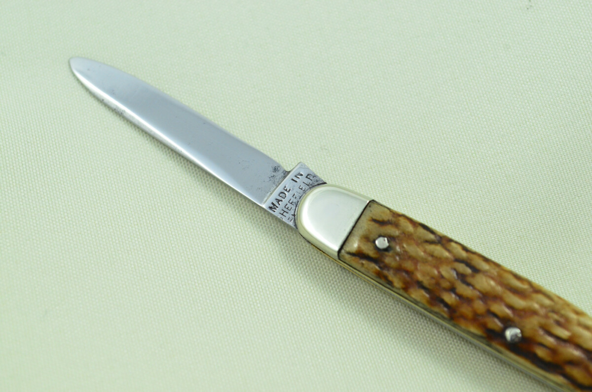 Harrison Bros & Howson Sheffield Made 2 Bladed Stag Horn Antler Scaled Pen Knife - Image 4
