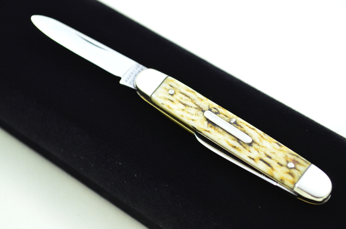 Harrison Bros & Howson Sheffield Made 2 Bladed Stag Horn Antler Scaled Pen Knife