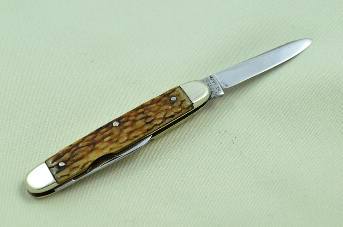 Harrison Bros & Howson Sheffield Made 2 Bladed Stag Horn Antler Scaled Pen Knife - Image 8