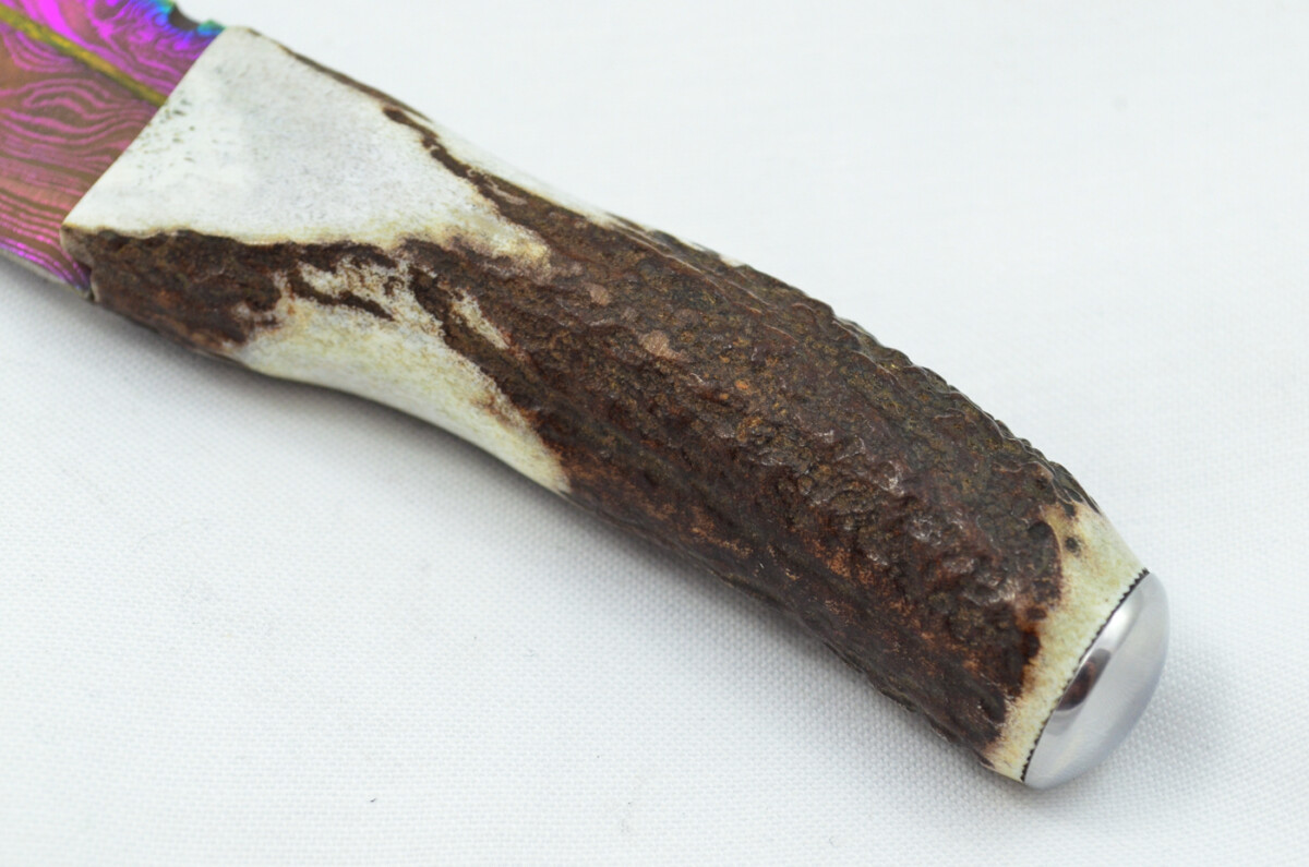 A Fantastic Genuine Stag Horn Handle Heat Treated Damascus Steel Sgian Dubh Made in Sheffield England - Image 4