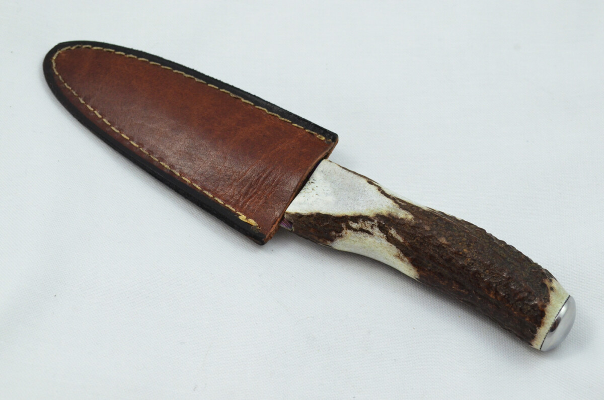 A Fantastic Genuine Stag Horn Handle Heat Treated Damascus Steel Sgian Dubh Made in Sheffield England - Image 8