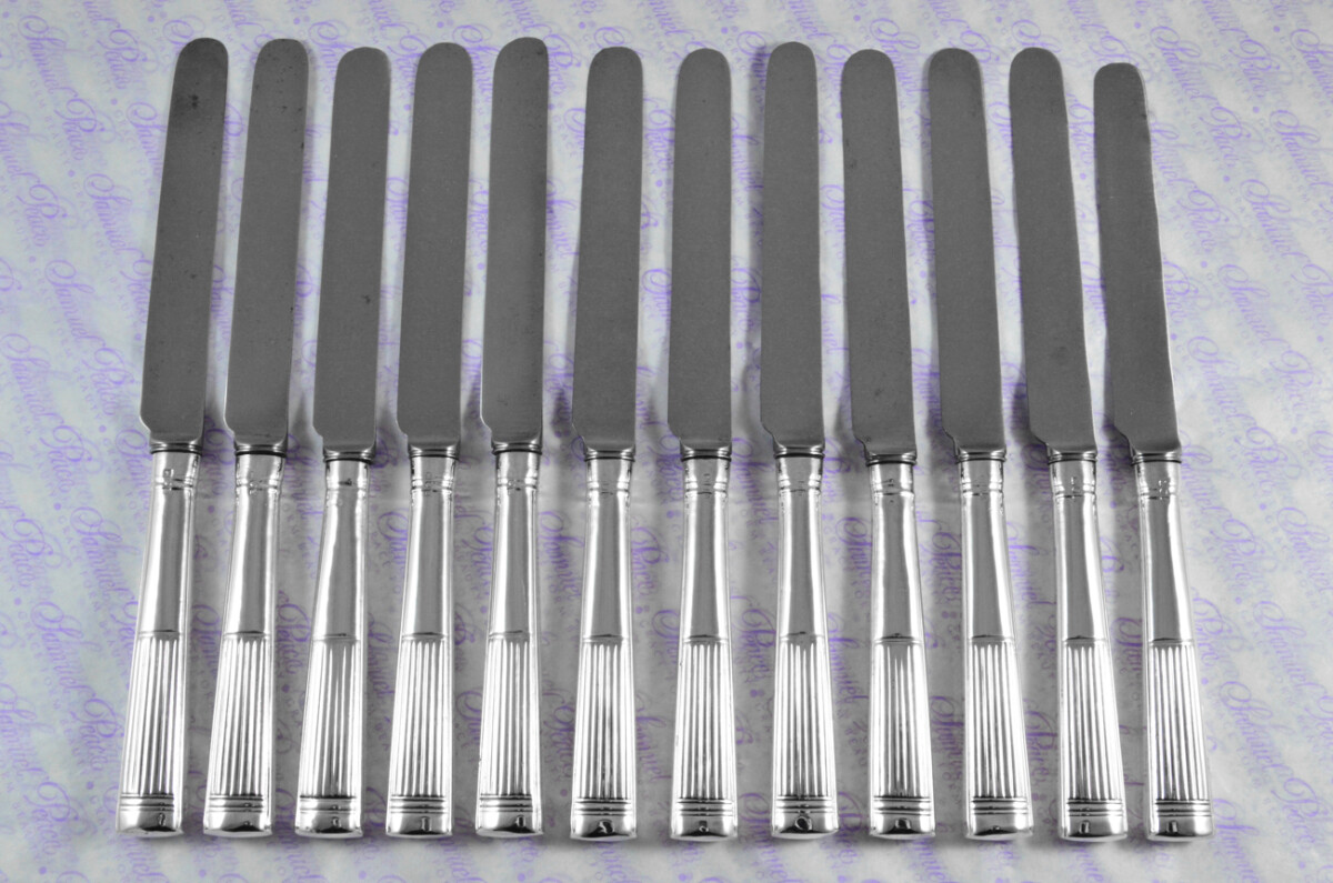 Francis Higgins II London Assayed 12 Dinner Knives Sterling Silver Georgian Pattern 1896