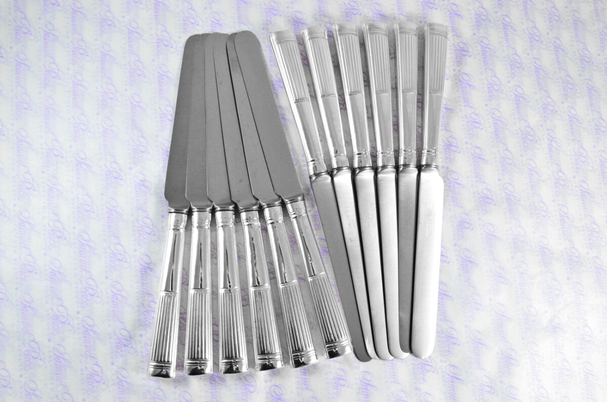 Francis Higgins II London Assayed 12 Dinner Knives Sterling Silver Georgian Pattern 1896 - Image 4