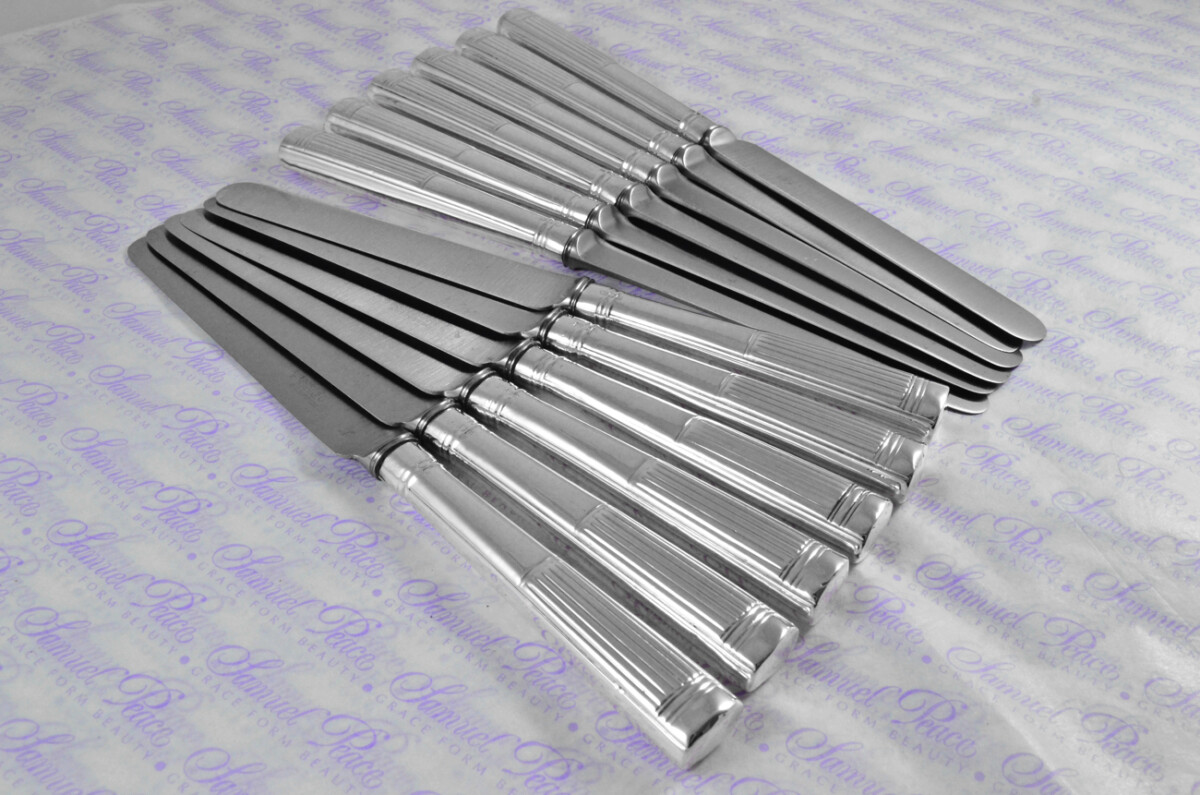 Francis Higgins II London Assayed 12 Dinner Knives Sterling Silver Georgian Pattern 1896 - Image 3