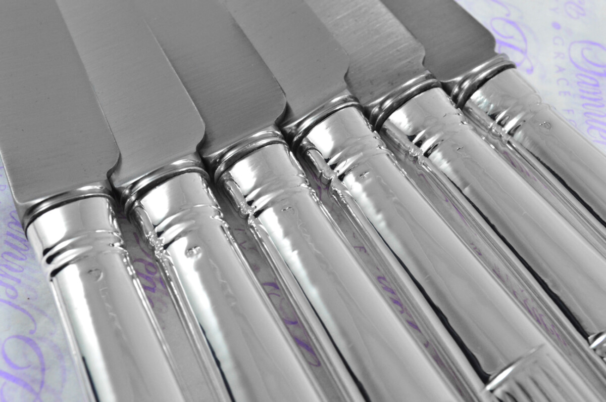 Francis Higgins II London Assayed 12 Dinner Knives Sterling Silver Georgian Pattern 1896 - Image 6