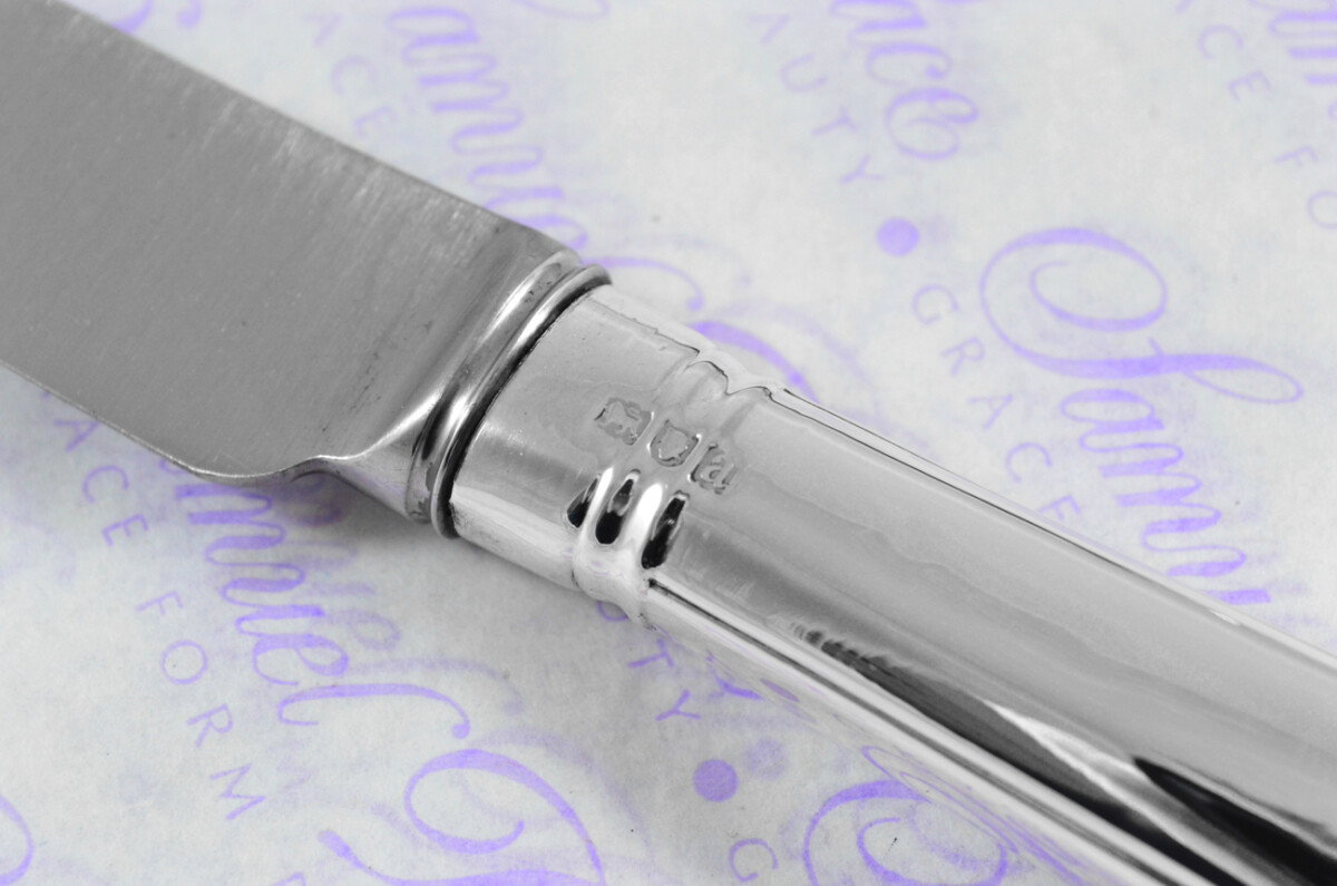 Francis Higgins II London Assayed 12 Dinner Knives Sterling Silver Georgian Pattern 1896 - Image 12