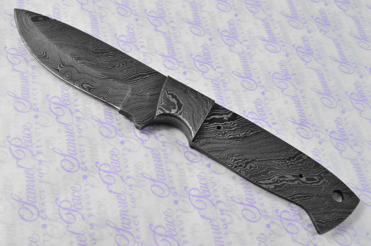 Knife Making Kit! Damascus Steel Bushcraft Knife Laminate Wood Scales Damascus Bolster inc Leather Sheath - Image 3