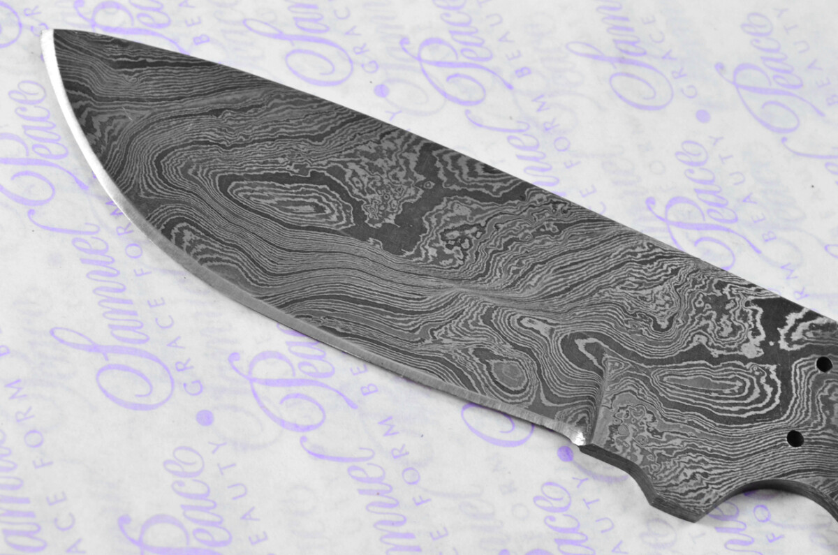 Knife Making Kit! Damascus Steel Bushcraft Knife Laminate Wood Scales inc Leather Sheath - Image 6