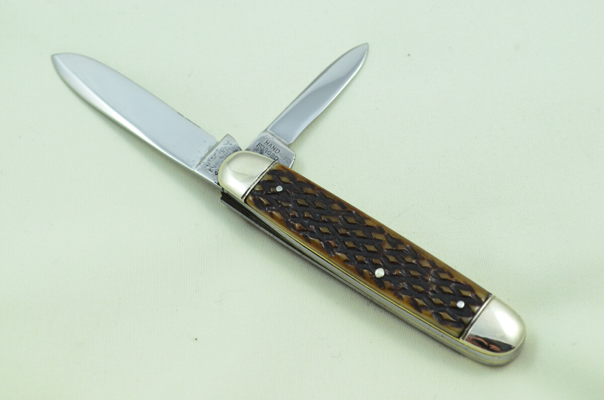 Ibberson Sheffield Made 2 Blade Stag Antler Horn Scaled Pen Knife - Image 4
