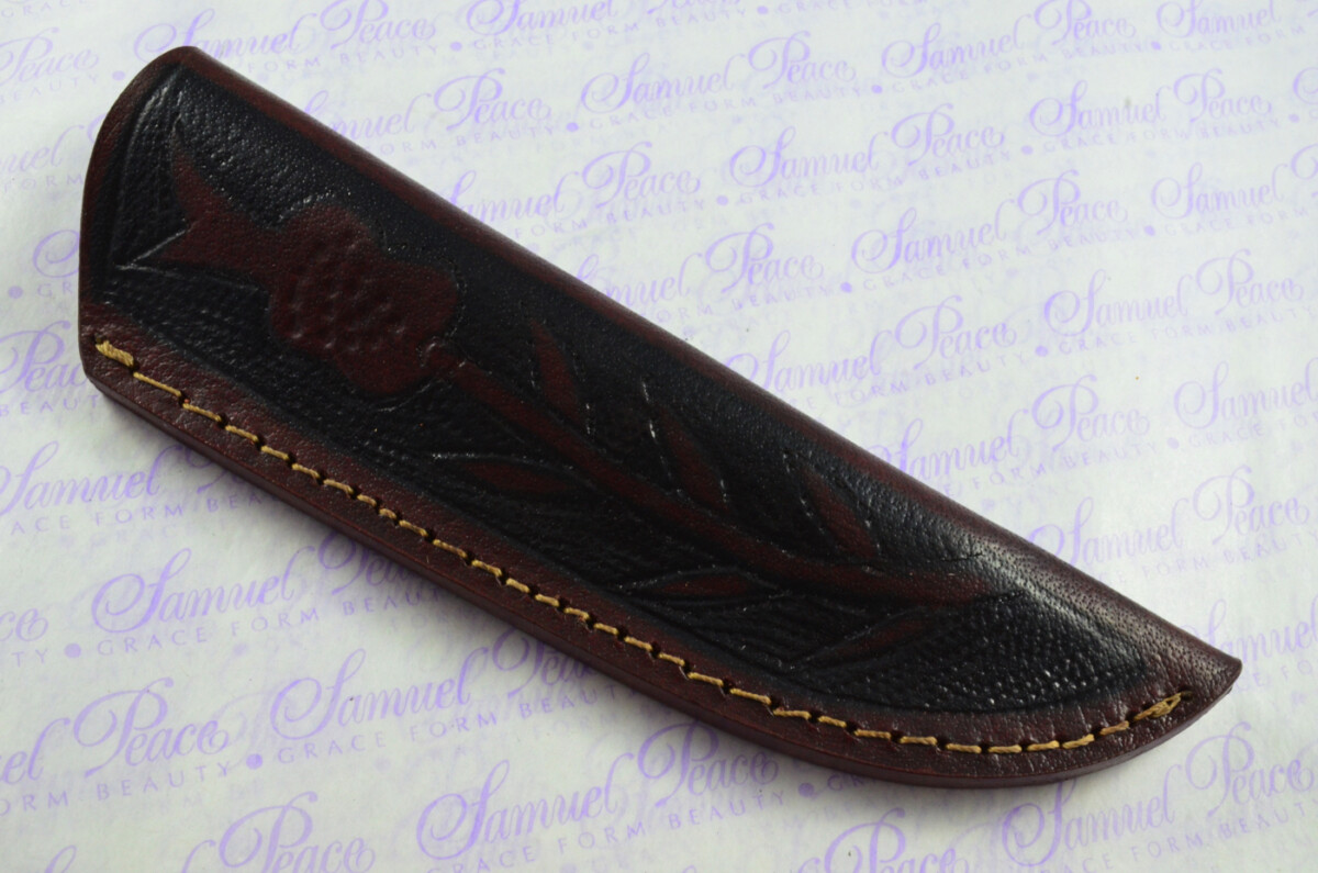 New Fantastic Hand Engraved Carbon 01 Tool Steel Hunting/Bowie Knife Camel Bone Scales Unbelievable Piece Pristine inc Leather Sheath - Image 8
