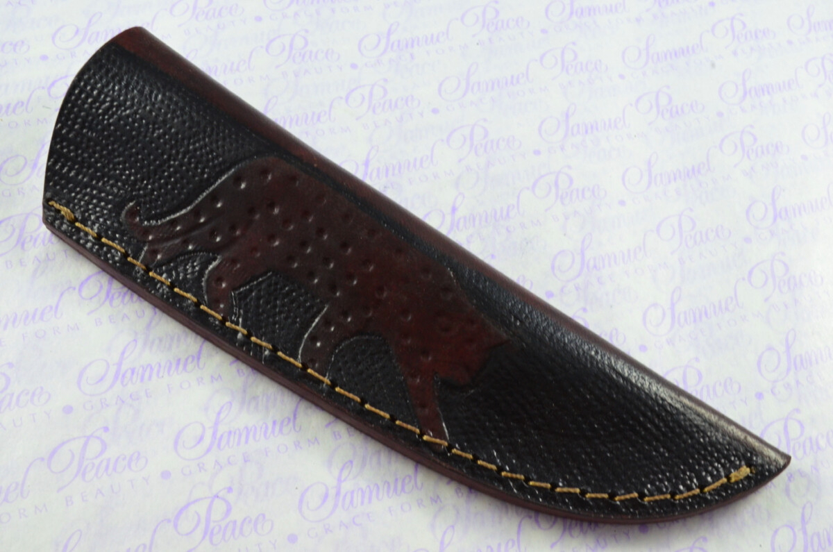 New Fantastic Hand Engraved Carbon 01 Tool Steel Hunting/Bowie Knife Rosewood Scales Unbelievable Piece Pristine inc Leather Sheath - Image 8