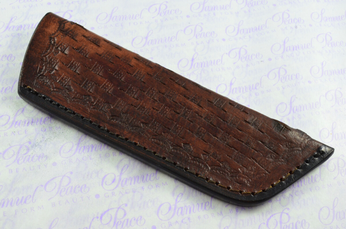 New Fantastic Hand Engraved Carbon 01 Tool Steel Hunting/Bowie Knife Rosewood Scales Unbelievable Piece Pristine inc Leather Sheath - Image 8