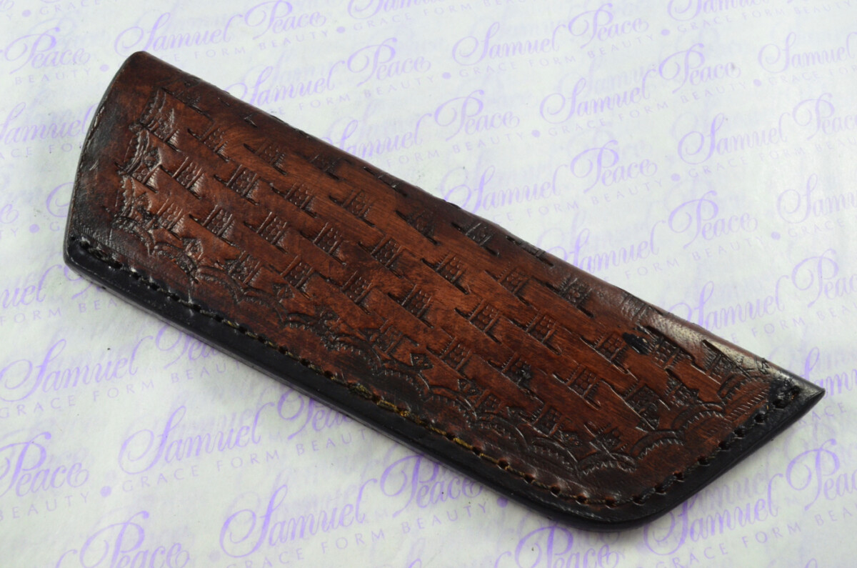 New Fantastic Hand Engraved Carbon 01 Tool Steel Hunting/Bowie Knife Buffalo Scales Unbelievable Piece Pristine inc Leather Sheath - Image 7