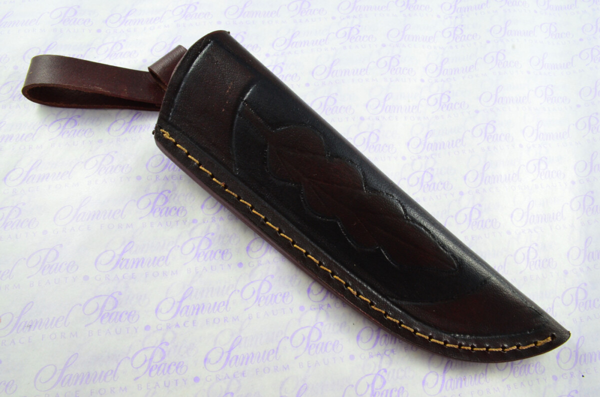 New Fantastic Hand Engraved Carbon 01 Tool Steel Hunting/Bowie Knife Camel Bone Scales Unbelievable Piece Pristine inc Leather Sheath - Image 9
