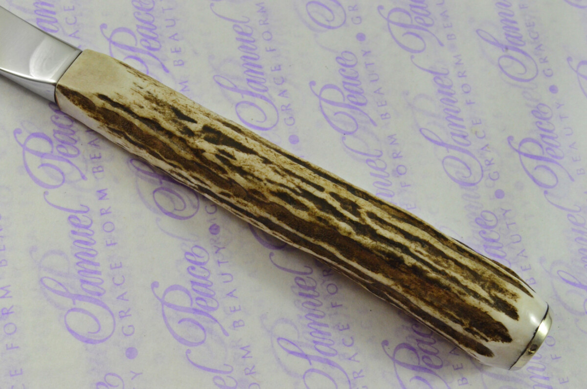 Coarse Serrate Six Genuine Stag/Antler Handle Steak/Bistro/Grill Knife Made Sheffield England Cased - Image 5