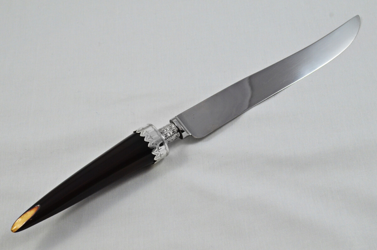 Amazing Richard Morton & Co Rare Wooden Cased Sterling Silver Ferruled Stained Ivory Carving Set 1906 - Image 10