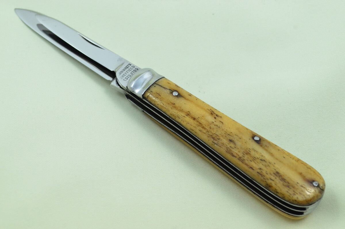 John Watts Sheffield Made 2 Blade Stag Antler Horn Scaled Pen Knife - Image 5