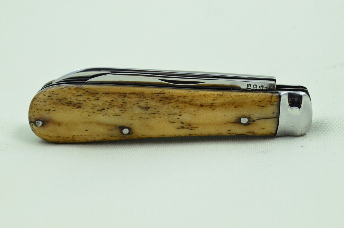 John Watts Sheffield Made 2 Blade Stag Antler Horn Scaled Pen Knife - Image 6
