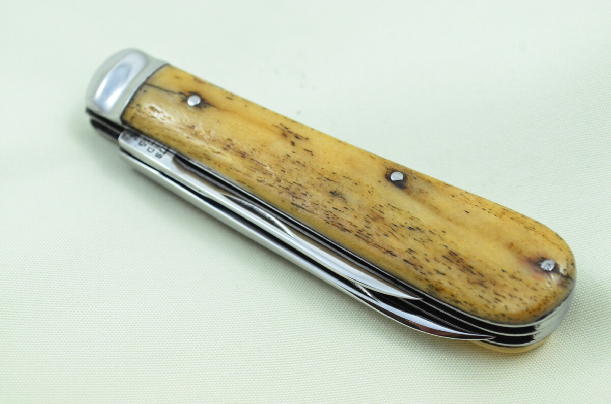 John Watts Sheffield Made 2 Blade Stag Antler Horn Scaled Pen Knife - Image 7