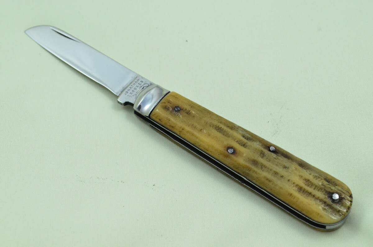 Jonathan Crookes Sheffield Made 1 Blade Stag Antler Horn Scaled Pen Knife - Image 2