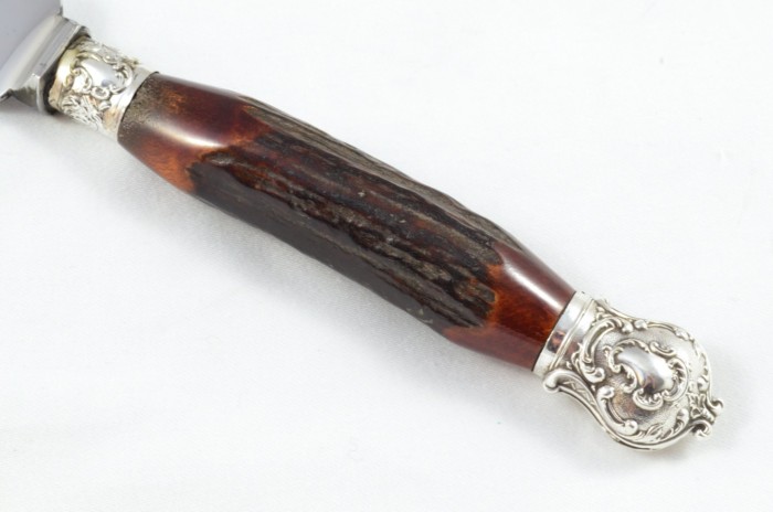 Classic R. F. Moseley 3 Piece Stag Handled Silver Plated Capped and Ferruled Carving Set Made in Sheffield C.1910 - Image 4