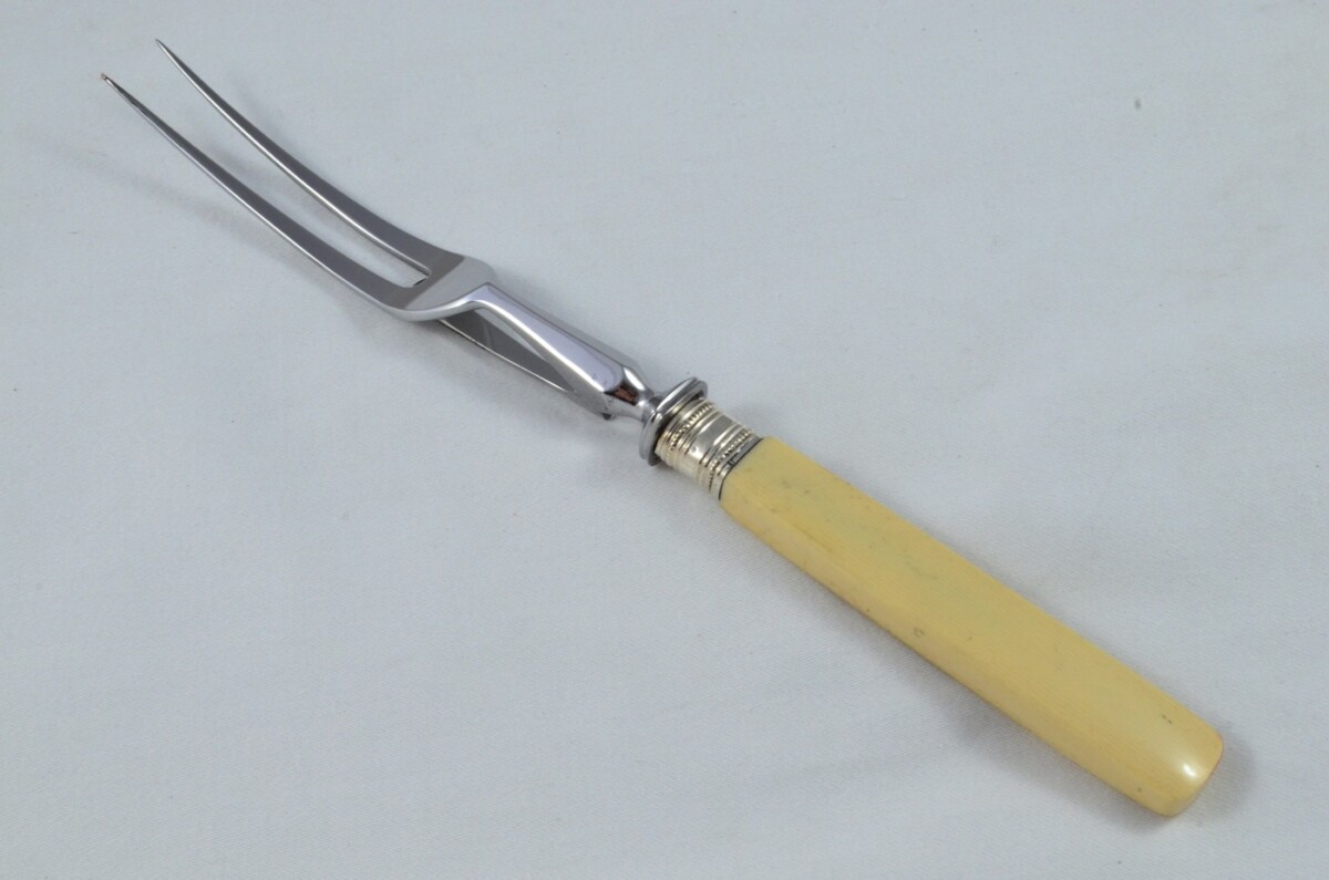 Amazing Henry Greaves 3 Piece Xylonite Handled Silver Ferruled Carving Set Made in Sheffield 1904 - Image 7