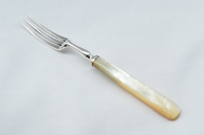 Mappin & Webb Set of 10 Afternoon Tea Forks Solid Silver Mother Of Pearl Handles 1947 - Image 6