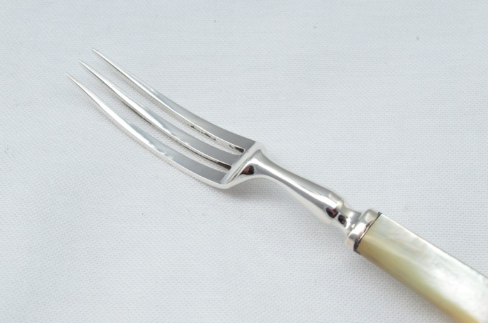 Mappin & Webb Set of 10 Afternoon Tea Forks Solid Silver Mother Of Pearl Handles 1947 - Image 5