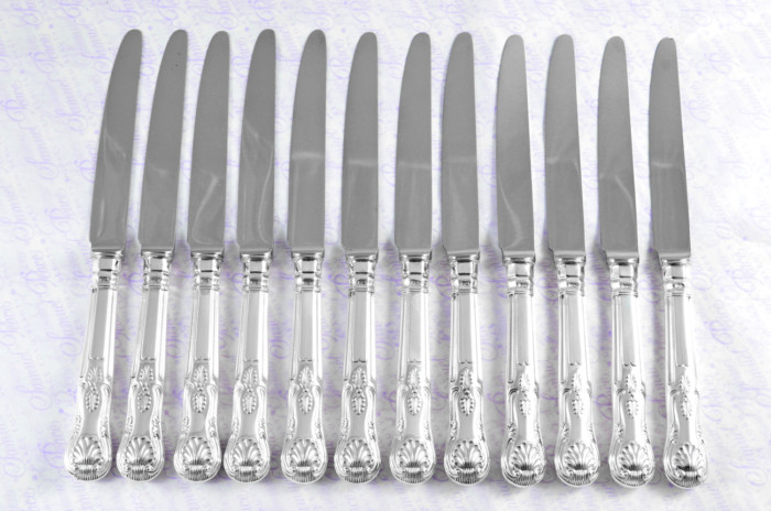 C.J.Vander Sheffield Assayed 12 Dessert Knives Sterling Silver Kings Pattern 1973