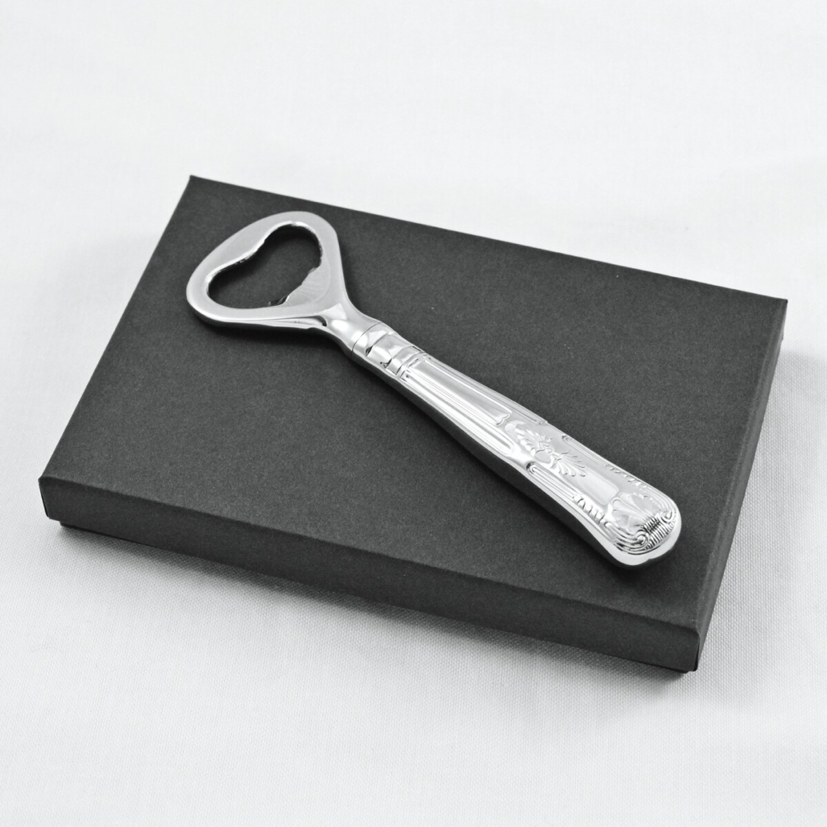 A Kings Pattern Stainless Steel Bottle Opener Gift Boxed