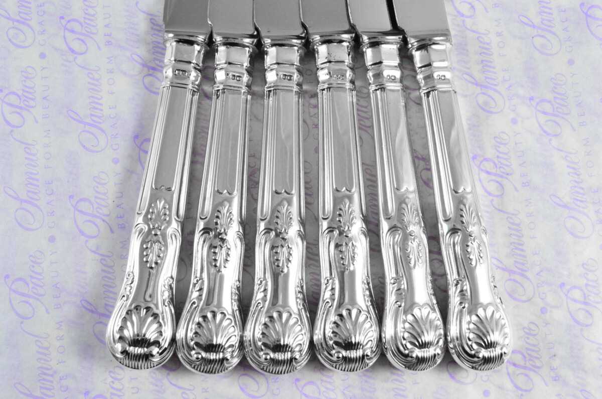 C.J.Vander Sheffield Assayed 12 Dessert Knives Sterling Silver Kings Pattern 1973 - Image 4
