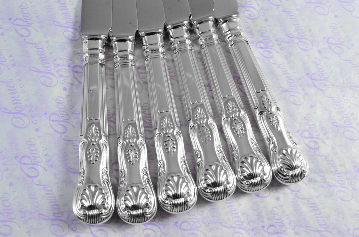 C.J.Vander Sheffield Assayed 12 Dessert Knives Sterling Silver Kings Pattern 1973 - Image 6