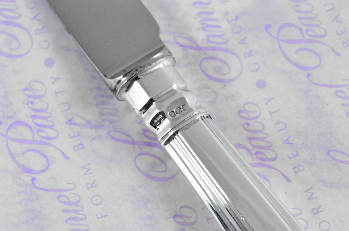 C.J.Vander Sheffield Assayed 12 Dessert Knives Sterling Silver Kings Pattern 1973 - Image 11