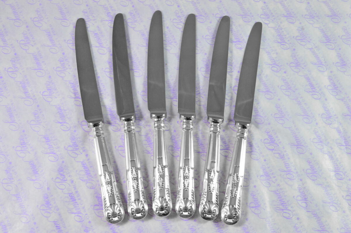 William Comyns & Sons Ltd Kings Pattern London Assayed 6 Dinner 6 Dessert Knives Sterling Silver 1968 - Image 5