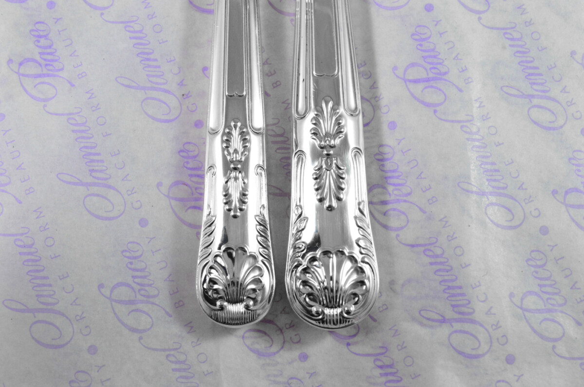 William Comyns & Sons Ltd Kings Pattern London Assayed 6 Dinner 6 Dessert Knives Sterling Silver 1968 - Image 8