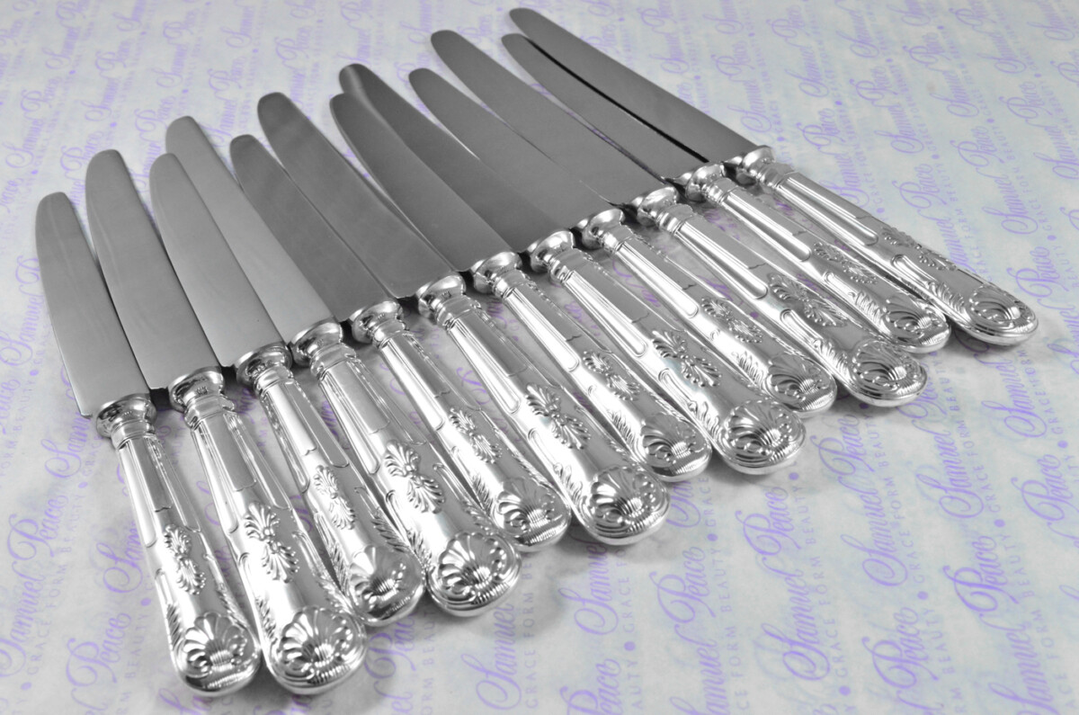 William Comyns & Sons Ltd Kings Pattern London Assayed 6 Dinner 6 Dessert Knives Sterling Silver 1968 - Image 4