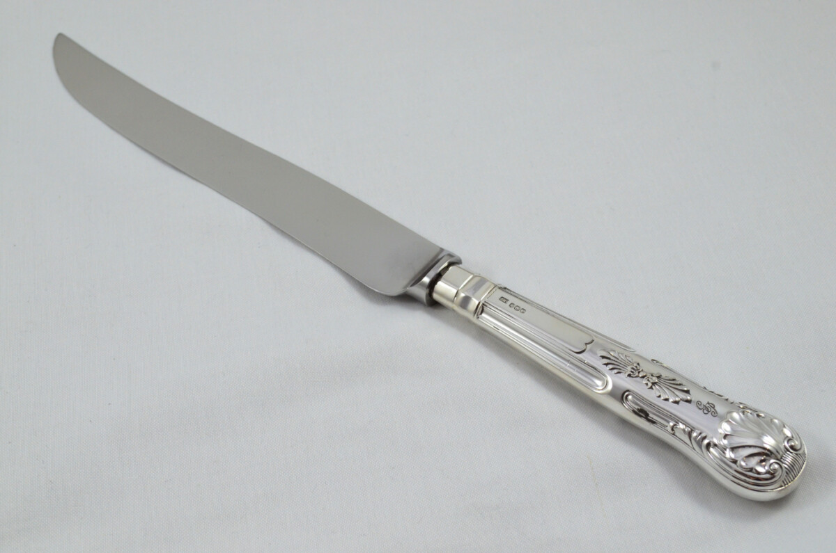 Fenton Brothers Wooden Cased Sterling Silver Handled 3 Piece Carving Set Kings Pattern 1972 - Image 5