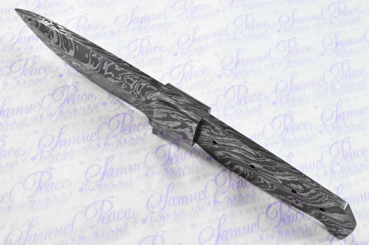 Knife Making Kit! Damascus Steel Utility Knife Buffalo Scales Damascus Bolster inc Leather Sheath - Image 4