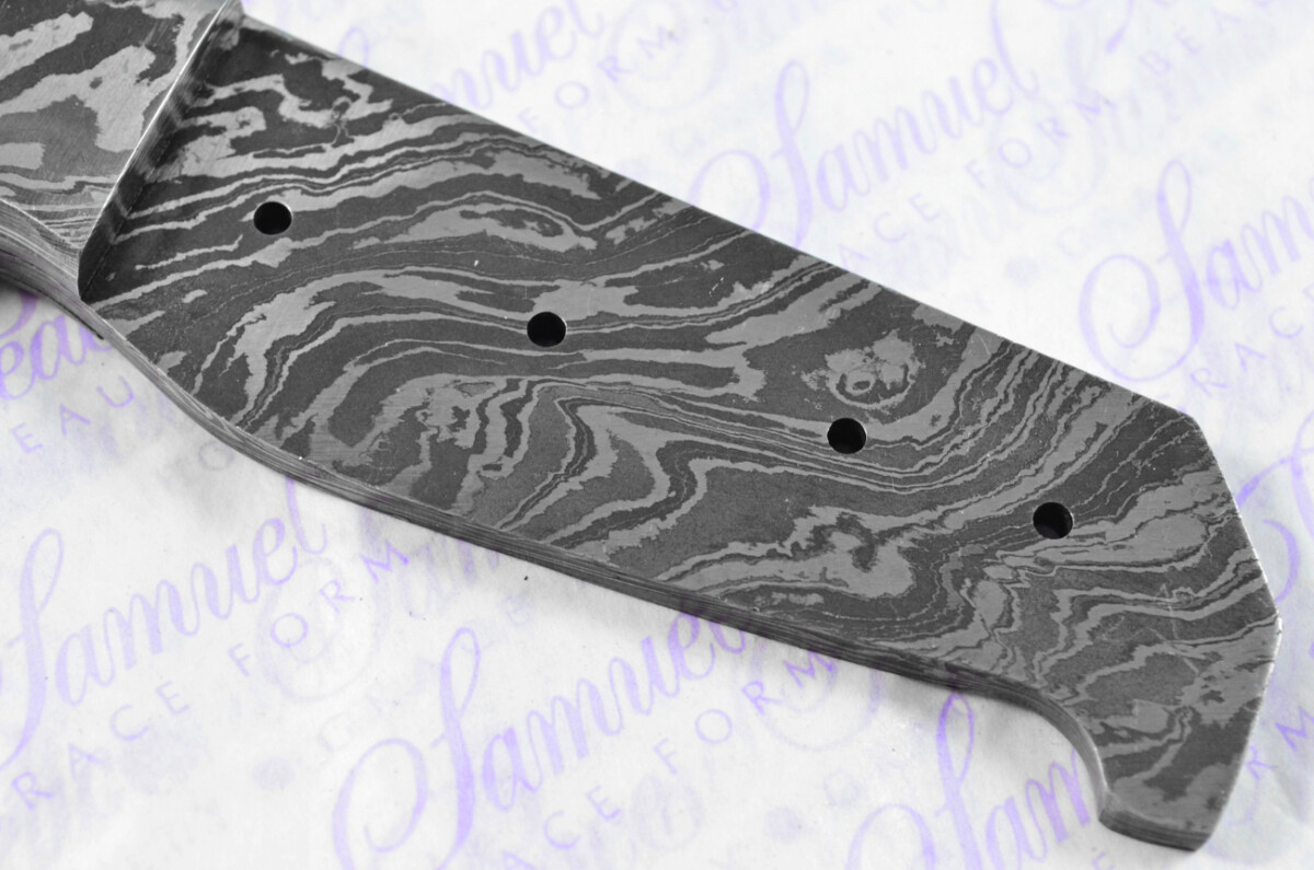 Knife Making Kit! Damascus Steel Utility Knife Buffalo Scales Damascus Bolster inc Leather Sheath - Image 7