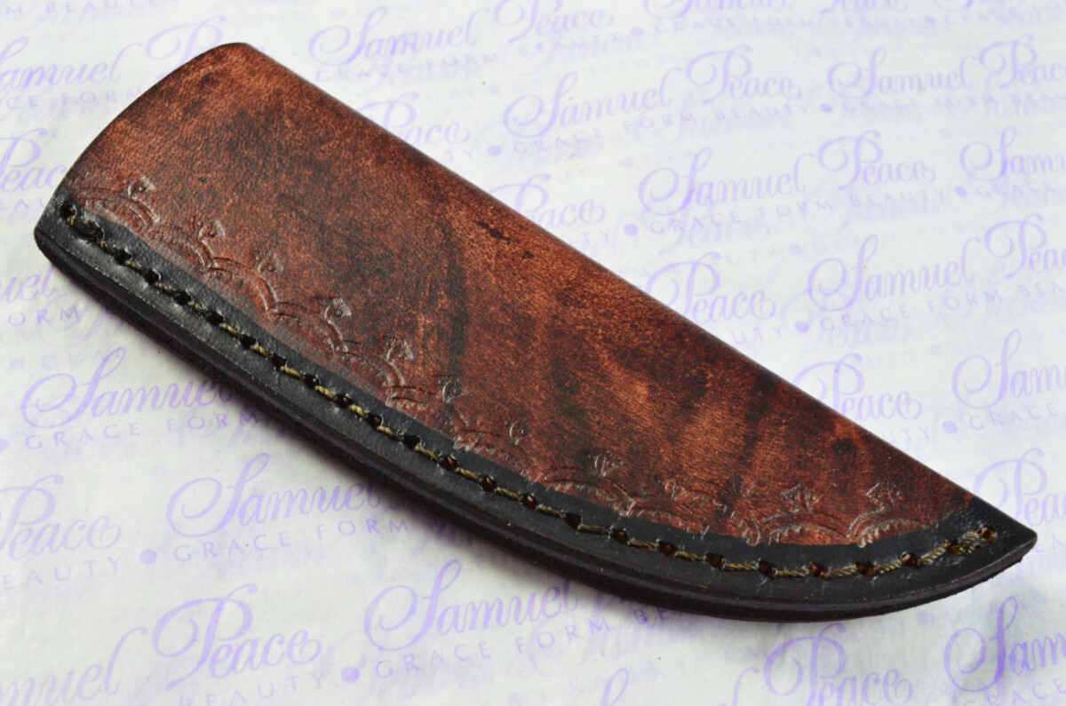 Knife Making Kit! Damascus Steel Utility Knife Buffalo Scales Damascus Bolster inc Leather Sheath - Image 8