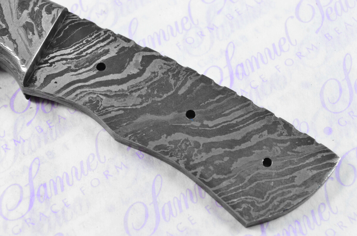 Knife Making Kit! Damascus Steel Bowie Knife Green Laminate Wood Scales Damascus Bolster inc Leather Sheath - Image 6