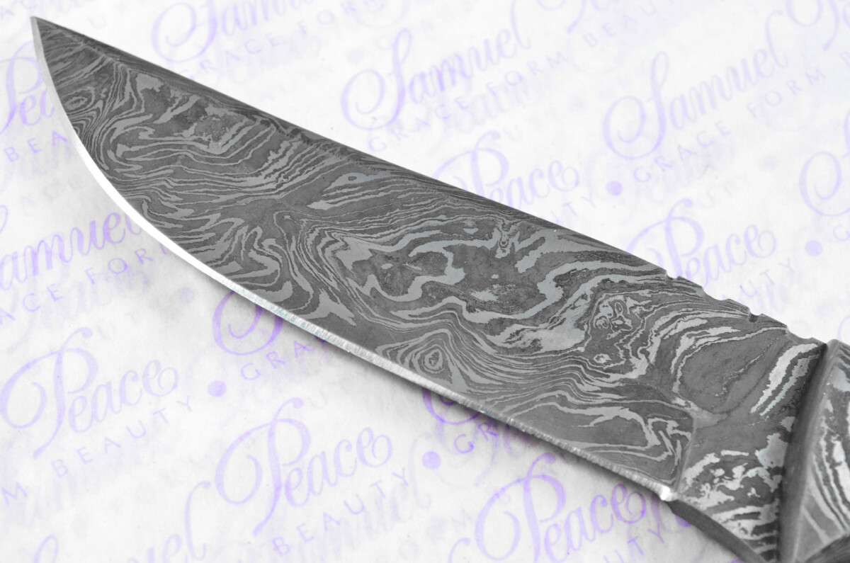 Knife Making Kit! Damascus Steel Bowie Knife Green Laminate Wood Scales Damascus Bolster inc Leather Sheath - Image 7