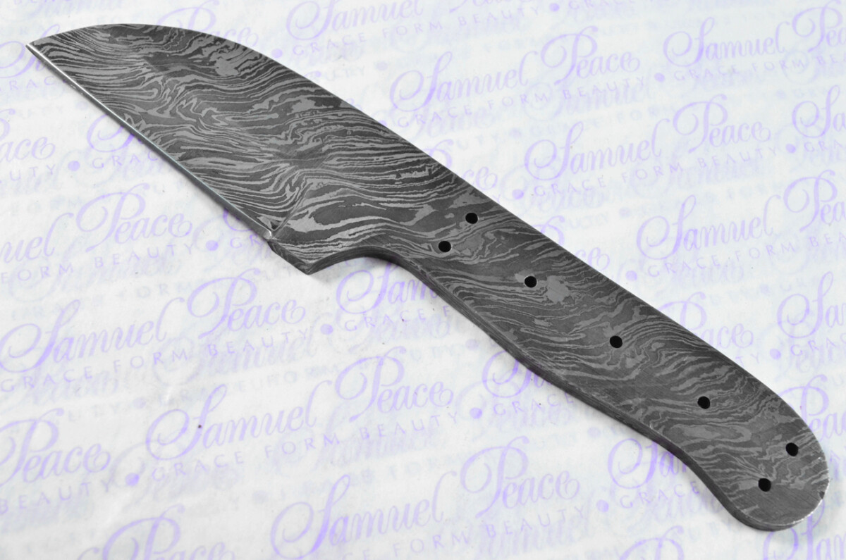 Knife Making Kit! Damascus Steel Straight Edge Knife Laminate Wood Scales inc Leather Sheath - Image 3
