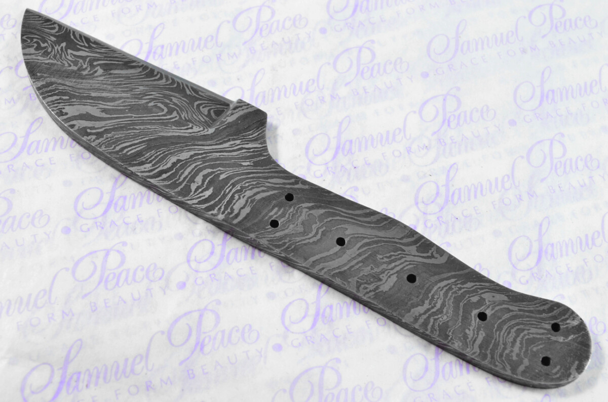 Knife Making Kit! Damascus Steel Straight Edge Knife Laminate Wood Scales inc Leather Sheath - Image 5