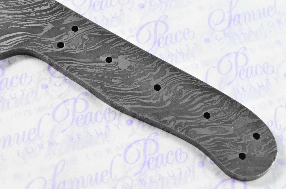 Knife Making Kit! Damascus Steel Straight Edge Knife Laminate Wood Scales inc Leather Sheath - Image 6