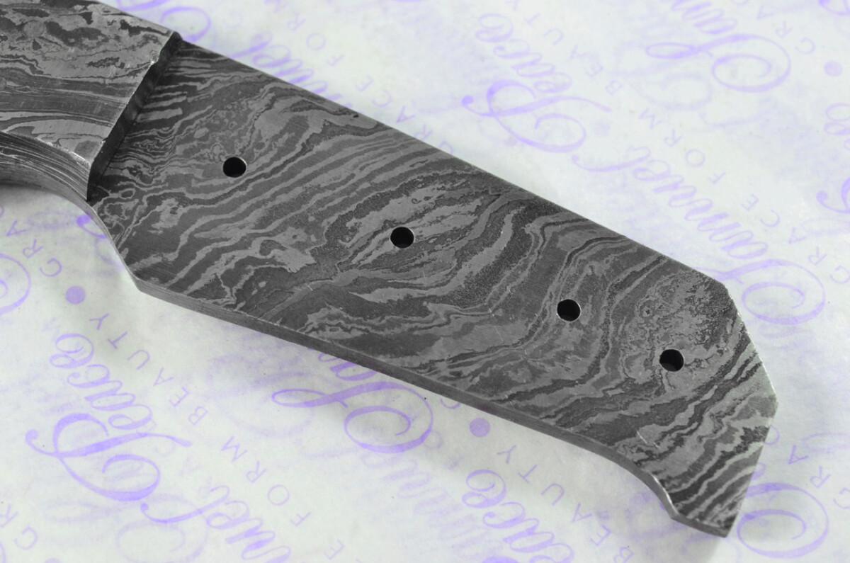 Damascus Steel Knife Making Kit! Gut Hook Knife with Olive Wood Scales Damascus Bolster inc Leather Sheath - Image 5