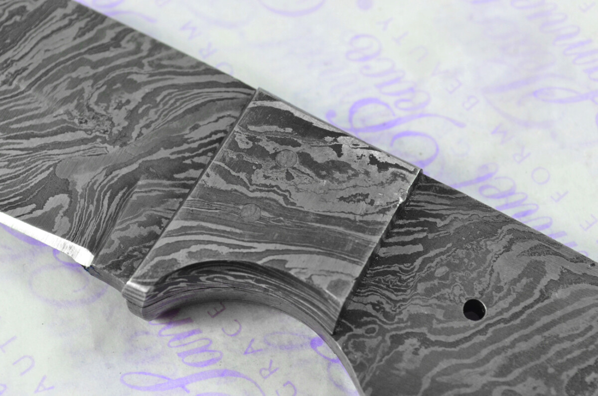 Damascus Steel Knife Making Kit! Gut Hook Knife with Olive Wood Scales Damascus Bolster inc Leather Sheath - Image 6