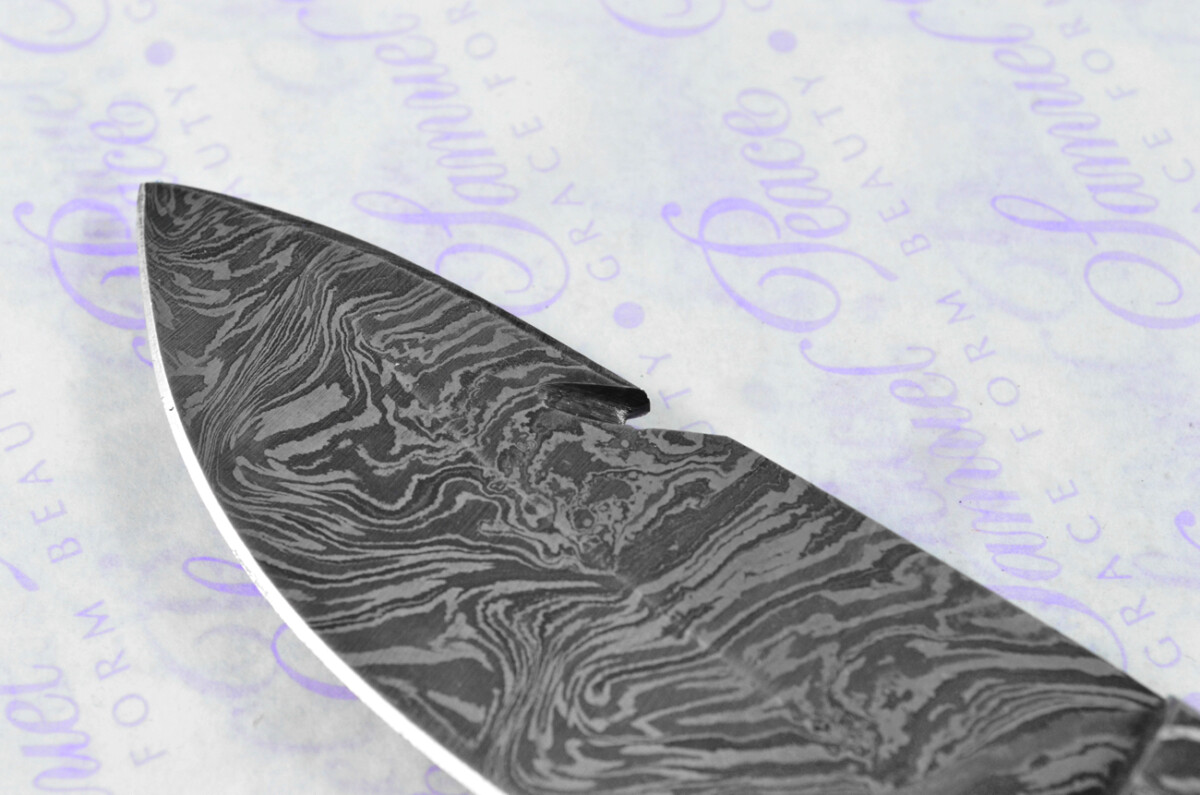 Damascus Steel Knife Making Kit! Gut Hook Knife with Olive Wood Scales Damascus Bolster inc Leather Sheath - Image 8